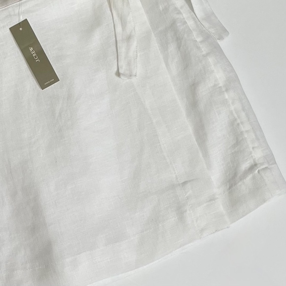 NWT!! J. CREW Wrap Skirt Linen Solid White Mini Tie Waist Preppy Lined Size 4 - Picture 5 of 15